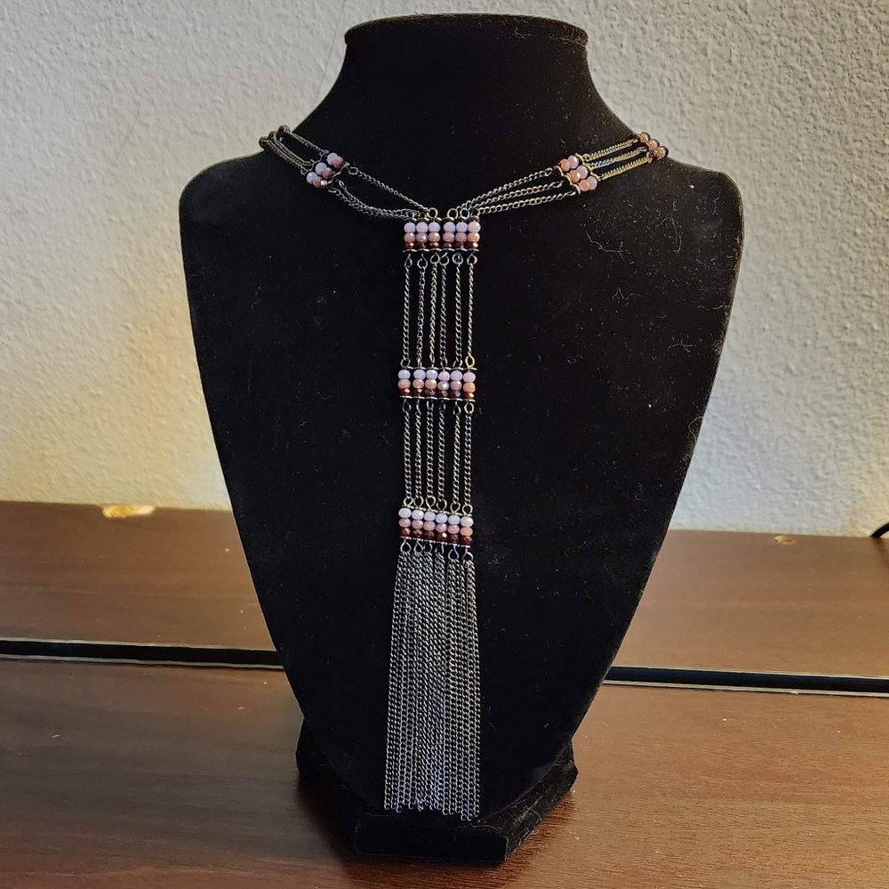 NWT long black and purple necklace
